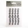 Happy Birthday Stickers Black Glitter 10cm x 1.1cm (4 Pieces)
