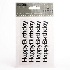 Happy Birthday Stickers Black Glitter 10cm x 1.1cm (4 Pieces)
