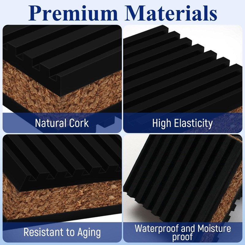 Cork Soundproofing Mats and Vinyl Record Soundproofing Feet, 2” x