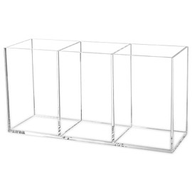 Cerpourt Clear Makeup Brush Organizer,Acrylic Cosmetic Brushes Storage Holder with 3 Slots,Pencil Pen Holder for Desk,Desk Organizer and Accessories for Vanity