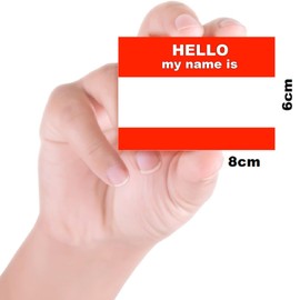 'Hello My Name is' Stickers/Name Label Tags - Red & White 100-8cm x 6cm