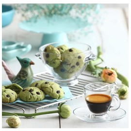 GURUDAR Espresso Cups with Saucers and Spoons Set of 6, Glass Demitasse Cups for Cappuccino Latte Café Mocha Tea and More Beverage, 3.2OZ/95ML, Clear