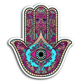 2 x Hamsa Hand Vinyl Decal Sticker - Religion All Seeing Eye Spiritual #19372 (10cm Tall)