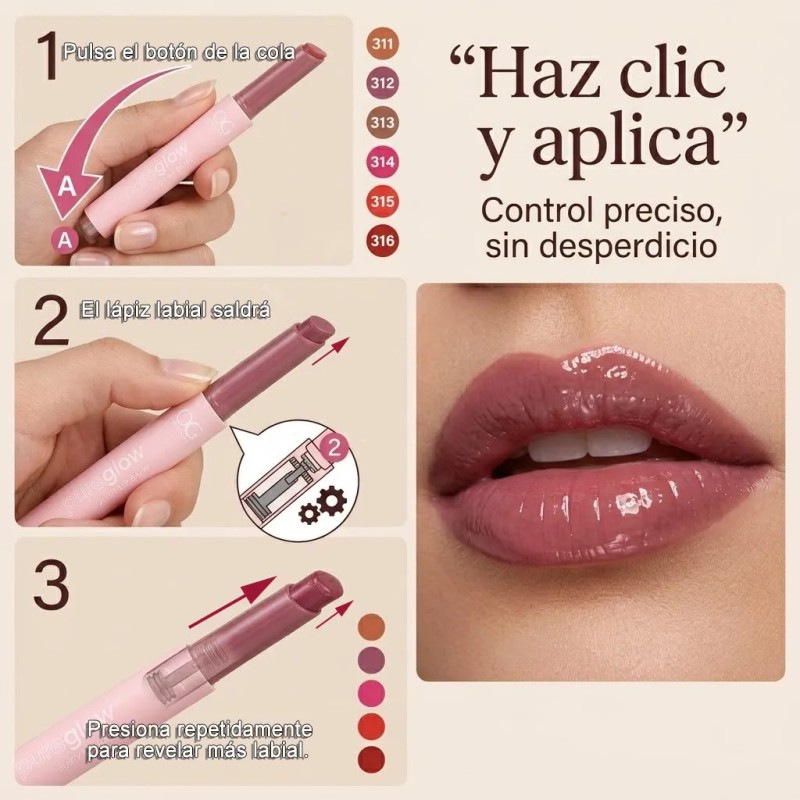 Lápiz Labial Click Aplicación Precisa Brillo Hidratante