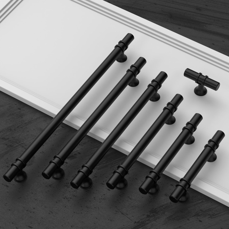 Amerdeco 10 Pack Matte Black Cabinet Pulls 3.75 Inch(96MM) Hole