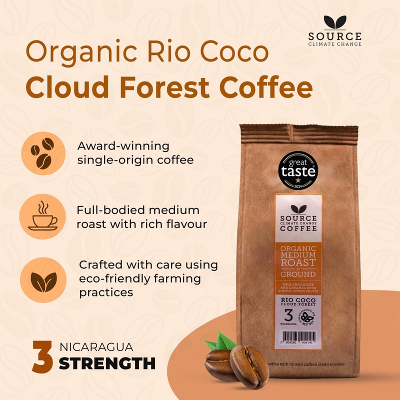 Source Climate Change Coffee Award Winning Organic Medium Roast Nicargua