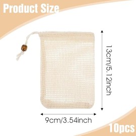 cobee Bolsas De Jabón (10 Unidades), De Algodón Puro, De Malla Exfoliante, Para Ducha (Algodón Puro)