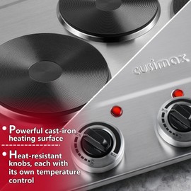 CUSIMAX Electric Hot Plate for Cooking,1800W Triple Burner Portable Electric Stove with Independent Temperature Control,Electric Burners for All Cookware,Tabletop or Built-in,Stainless Steel