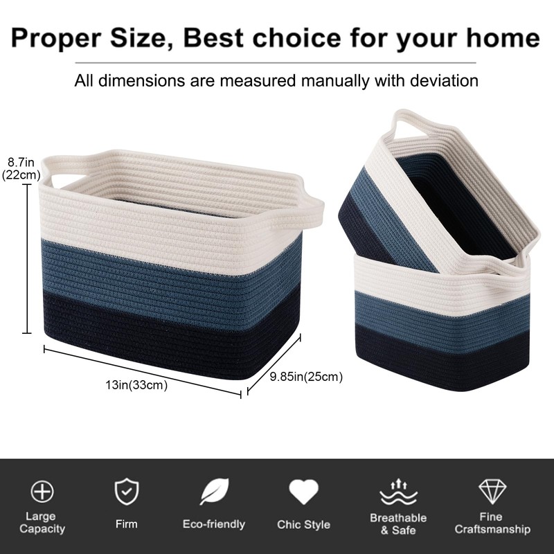 OIAHOMY Storage Basket, Woven Baskets for Storage, Cotton Rope Basket