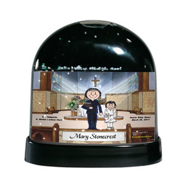 PrintedPerfection.com Personalized Communion, Girl - Female Priest Snow Globe Gift