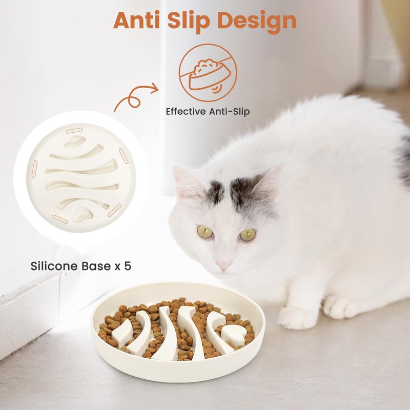 IDOGCHEW Anti Sling Bowl for Cats (Heartfish - White)