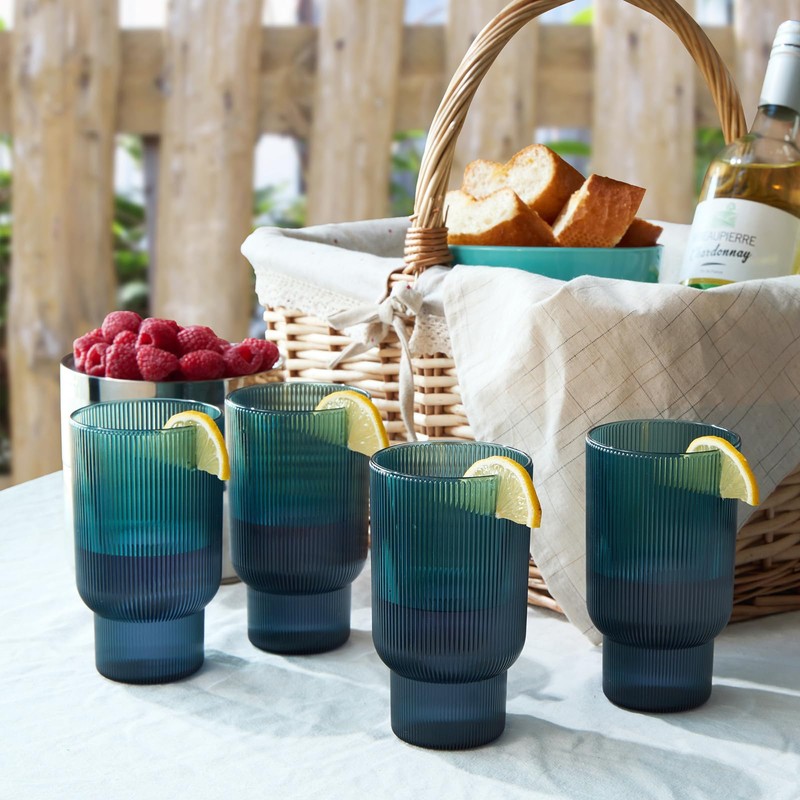 Shatterproof Acrylic Tall Drinking Glasses Set, European Style, Dishwasher Safe,