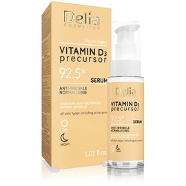 Delia Cosmetics - Vitamin D3 Pre-Runner - Anti-Wrinkle Normalising Serum - All Skin Types, Acne - Moisturising - Firming - Hyaluronic Acid - Niacinamide - Turmeric - Rapeseed Oil - 30 ml