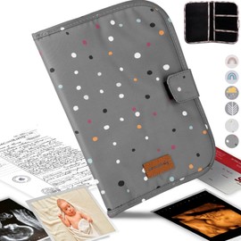 HOMYBABY® Document Bag for Babies, Toiletry Bag for Newborns, Gift for Babies, Organiser for Cards, Passports, Family Book (Dots)