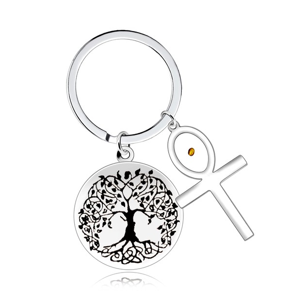 Uloveido Stainless Steel Tree of Life Keychain Key Chain with