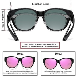 HAOLOTA Fit Over Glasses Sunglasses for Women Polarized, Trendy Cat Eye Sunglasses Wear Over Glasses, UV Protection