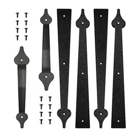 skysen Steel Garage Door Decorative Hinges Handles Accents Hardware kit Screw Mount,Black(tckls)