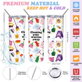 Sieral Christmas Housekeeping Week Appreciation Gifts for Housekeeper Team Employee Staff Coworker Inspirational Stainless Steel Tumbler with Straw & Lid & Brush 20 oz and Large Tote Bag(Purple)