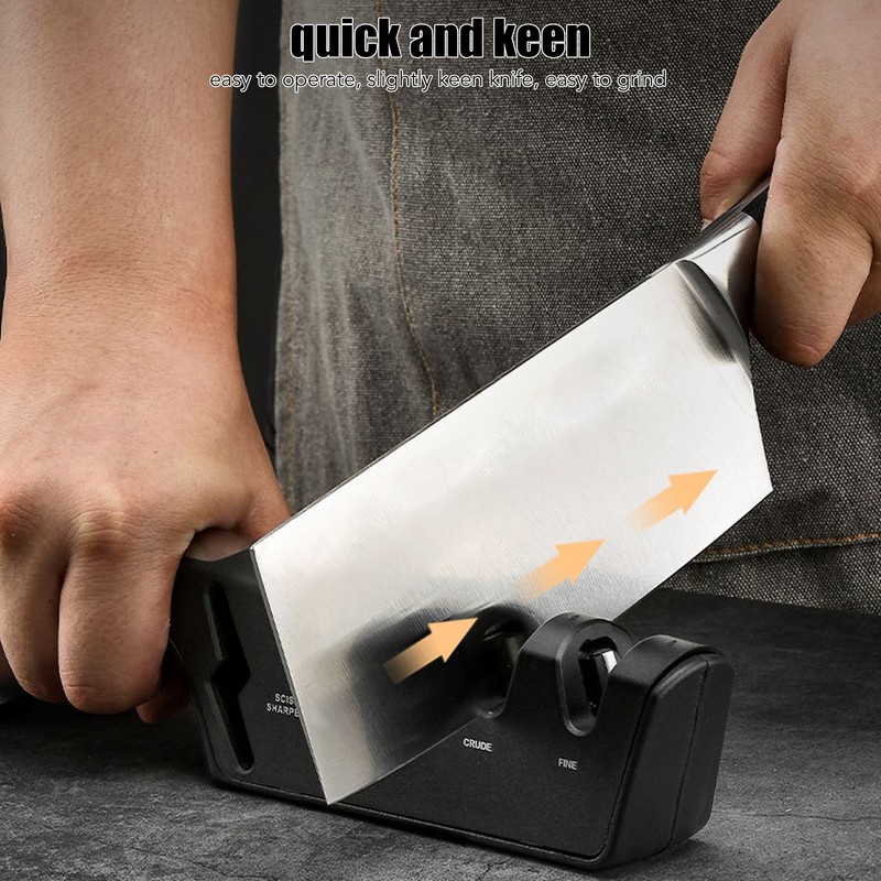 Knife Sharpener Diamond Black Ergonomic Multifunctional Adjustable 3 Stages Kitchen
