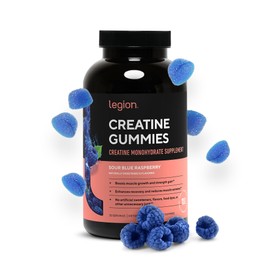 LEGION Creatine Monohydrate Gummies – Clean Chewable Creatine Supplement for Strength, Endurance & Muscle Recovery – 30 Sour Blue Raspberry Flavor Servings – No Artificial Flavors or Sweeteners