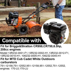 HUAYI Carburetor OEM Standard Fit for Briggs and Stratton CR950, CR750, 208cc Engines 13R232-0001-F1, 130G32 - Replaces Parts 596079, 596080, 592864, 84004577, 595783 - Fits MTD Craftsman Troy-Bilt