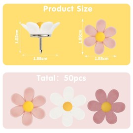 50 Pieces Flower Push Pins, Creative Push Pins, Decorative Push Pins, Cute Push Pins, Push Pins For Bulletin Boards, Paper Fixing Push Pins