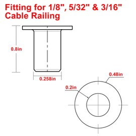 BLIKA 120 Pack Black Stainless Steel Protector Sleeves for 1/8" 5/32" or 3/16" Deck Cable Railing, for Wood/Composite Posts, T316 Marine Grade, Black Cable Railing Protector Sleeves