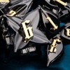 ARUOHHA DND Metal Dice Set Black Gold Leaf D and