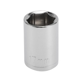 HEROFFIX 1 Pcs Impact Socket Durable Hardware Tool 38mm Silver Tone Carbon Steel 6 Point 17mm for Car Motorcycle Dirtbike Repair 1/2 Inch Drive