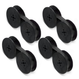 Prasacco 4 Pairs Universal Typewriter Ribbon Manual Typewriter Spool Ribbon Twin Spool Replacement for Most Machines (Black)