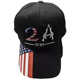 Trump 2024 2A USA Overlay 1791 2nd Amendment USA Flag On Bill Black Cap Hat