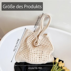 HENGBIRD Women's Beach Bag, Large Shoulder Bag, Shopper Bag, Tote Bag, Beach Bag, Handbag Shoulder Bag for Everyday, Work, Office, Beach Travel, School and Shopping, beige