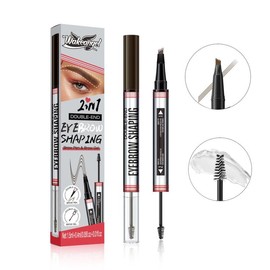 Wakeangel Hair-like Eyebrow Pen, 2-in-1 Waterproof Brow Pen with 4 Tip, with Dual-ended Eyebrow Brush, Cosmetic Makeup - Color: 4 forks-LIGHT BROWN