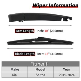 OTUAYAUTO Rear Wiper Arm and Blade Set - Replacement for Kia Seltos 2019-2024 Back Window Wiper Accessories Assembly OEM 98850-C5100
