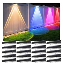 Solar Fence Lights Outdoor, 20-Pack 120LM Fence Lights Solar Powered, IP67 Waterproof Dusk to Dawn Auto On/Off 12+ Hours for Outside/Backyard/Wall/Step/Patio/Deck/Pool (Warm White & RGB 7 Colors)