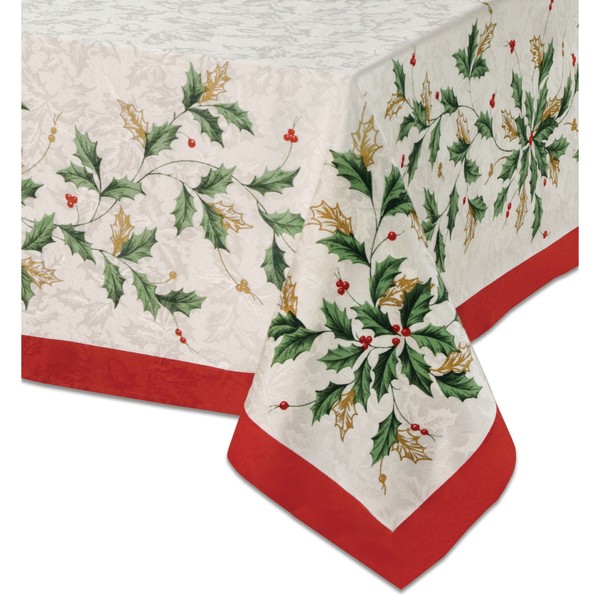 Lenox Golden Holly 60-inch by 104-inch Oblong/Rectangle Tablecloth