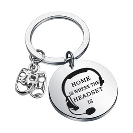 Stage Manager Keychain Drama Mask Jewelry Drama Major Gift Home Is Where The Headset Is Keychain (Home Is Where k EU)