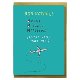 Bon Voyage! Money, Tickets, Passport... Funny Leaving, Good Luck, Travelling Card