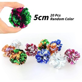 Ecixniy 20 Pcs Cat Crinkle Balls, Colorful Interactive Toys for Cats, Lightweight, Shiny Mylar Balls, Cat Play Balls for Kittens, Indoor Cat Toy, Crinkle Balls with Crisp Sound （Random Color）