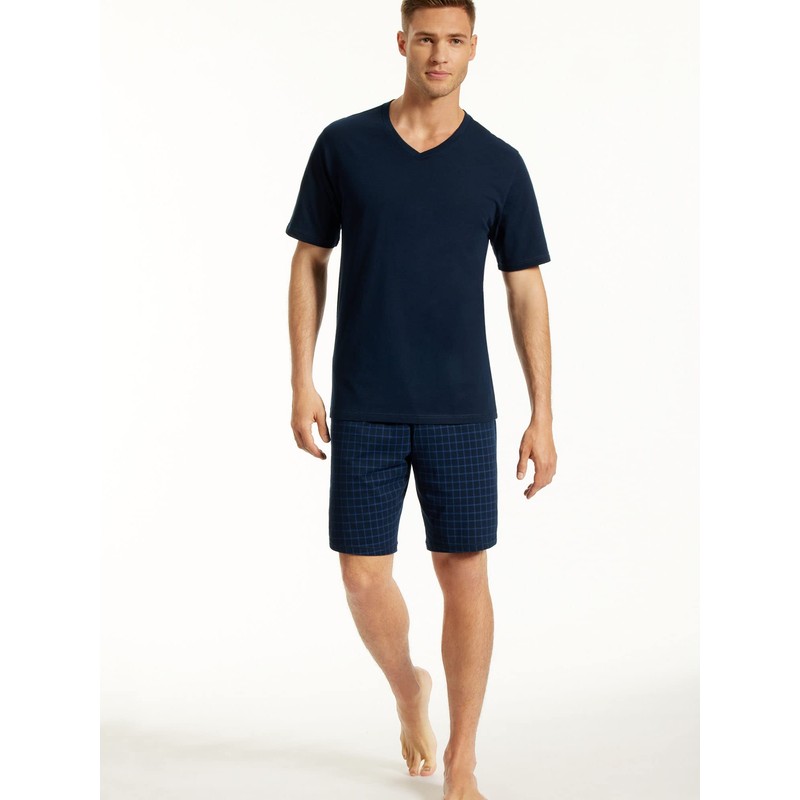 Uncover by Schiesser Men's Short Pyjamas, midnight blue