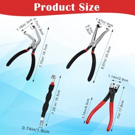 Anglekai 4PCS Electrical Disconnect Pliers, Straight and 60°Electrical Connector Separator Tools Plug Disconnect Pliers for Car