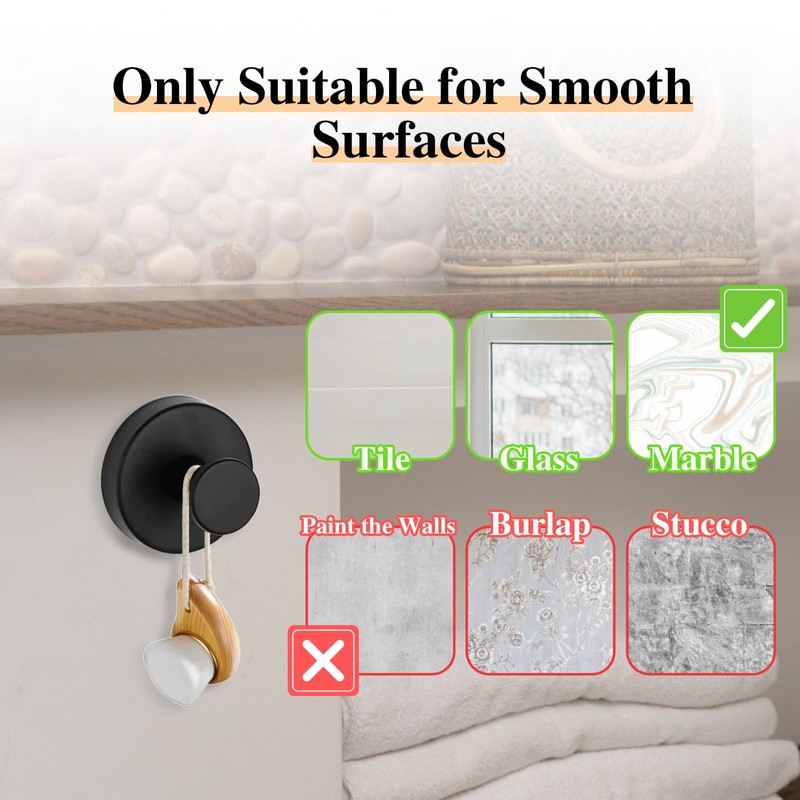 Luazvilkpsar Pack of 4 Suction Cup Hooks, Suction Hooks, Extra