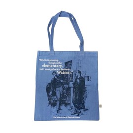 Half Moon Bay I Must Go Back To Business - Sherlock Holmes - Blue 16.5 x 15 Inch 100% Recycled Cotton Reusable Grocery Shopping Bag, Sherlock Holmes Blue, 16.5 x 15 Inch