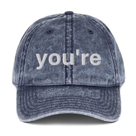 You're, not Your. Grammar Nazi Funny Hat (Embroidered Vintage Cap) Navy