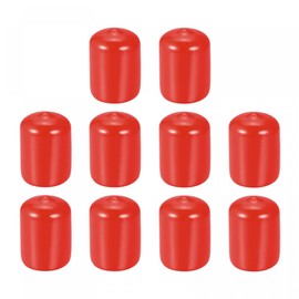 sourcing map Pack of 10 3/4 Inch Protector Rubber End Caps Cover for Screw Furniture Pipe Red