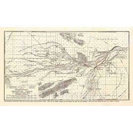 Historic Map : Ancient Canals in Phoenix, Scottsdale and Tempe, AZ, Turney Archaeological, 1929, Vintage Wall D?or : 41in x 24in
