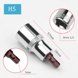 2PCS Juttzzei Hex Bit Socket, 1/2" Drive x H5 (5mm) Allen Key Socket, Premium S2 Alloy Steel 5mm Hex Bit with 1.89" Length for Torque Wrench, Ratchet Wrench, Impact Power Drills