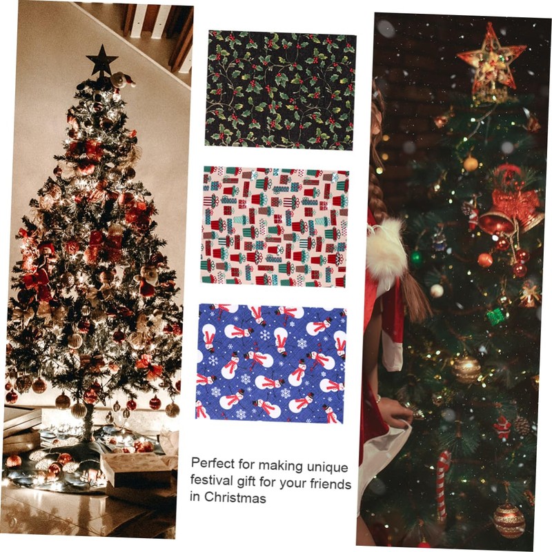 SOIMISS 10 Sheets Christmas Cotton Fabric Cloth Floral Patchwork Material