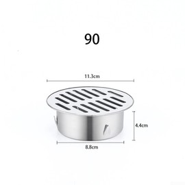 Round Stainless Steel Floor Drain Metal Steel Gully Grid Shower Anti Clogging Filter Home Tools for Outdoor Balcony Yard (Ø90mm)