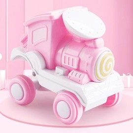 Ovewibi 1 Pack 360° Rotating Train Truck Toys Push & Go for 3-5 Year Old Boys and Girls, Toddler Car for Kids Birthday (Pink)